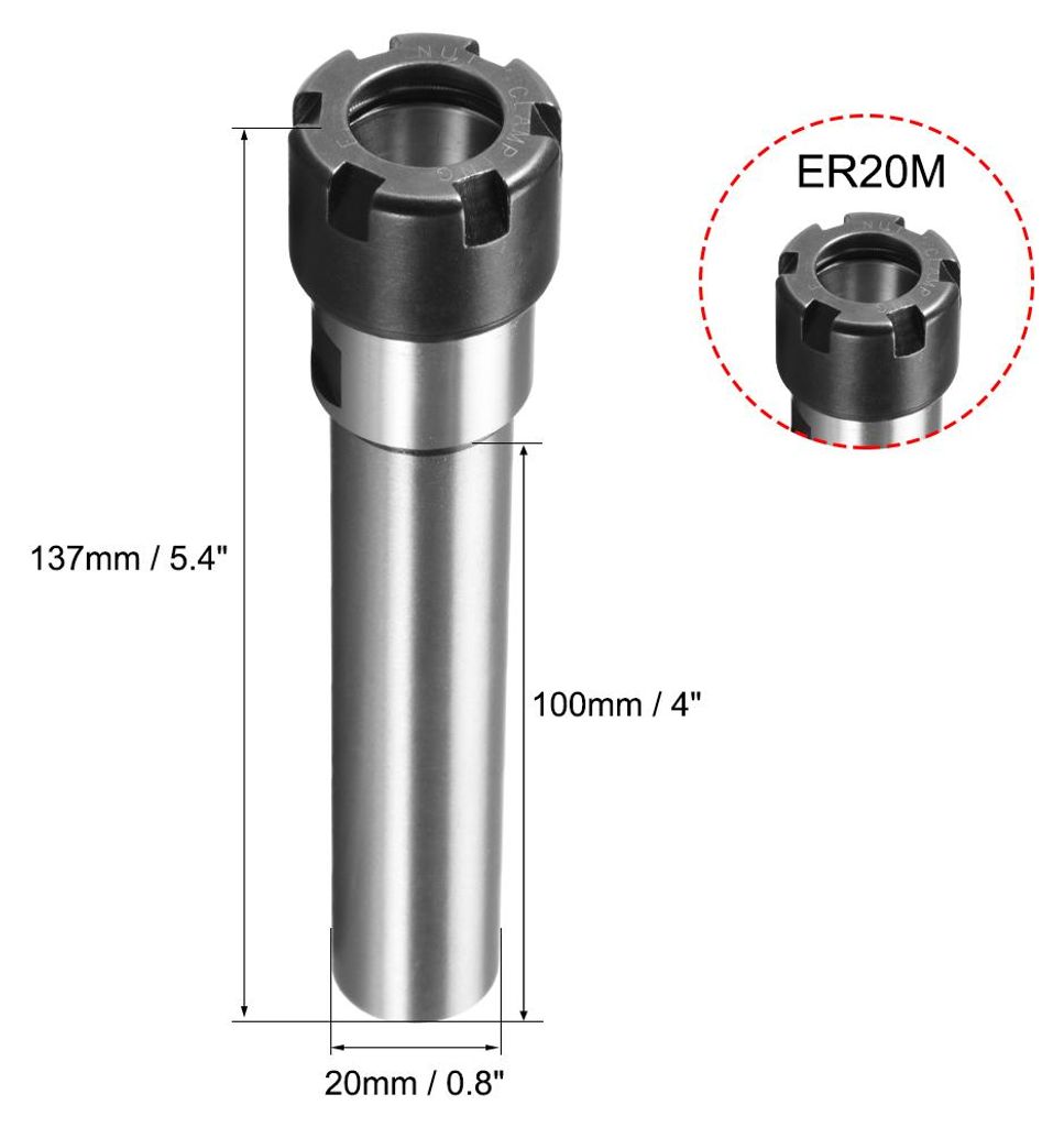 Spannzange Spannfutter Erweiterung C20 ER20M 100L Hobelwerkzeug Stange CNC Fr?ser