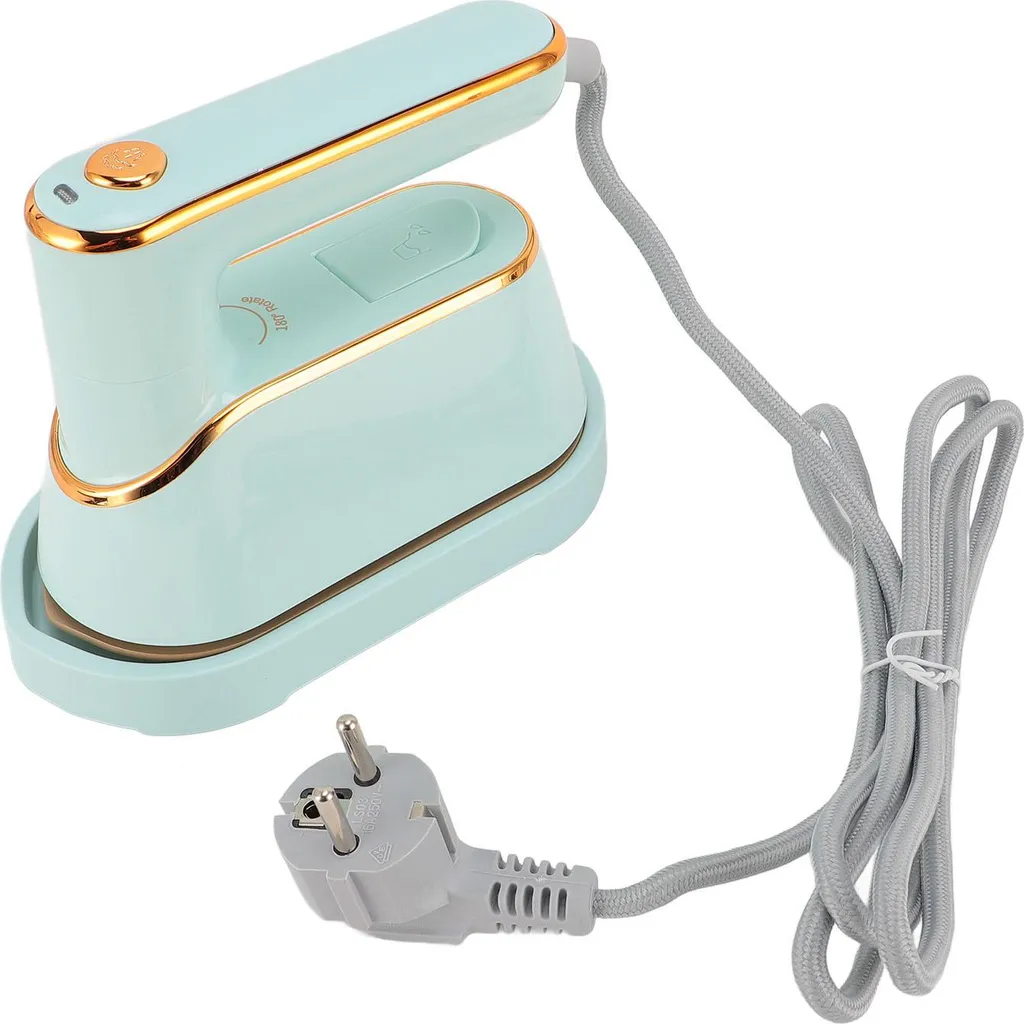 Fer à vapeur à main 1300W cyan avec poignée rotative et chauffe rapide