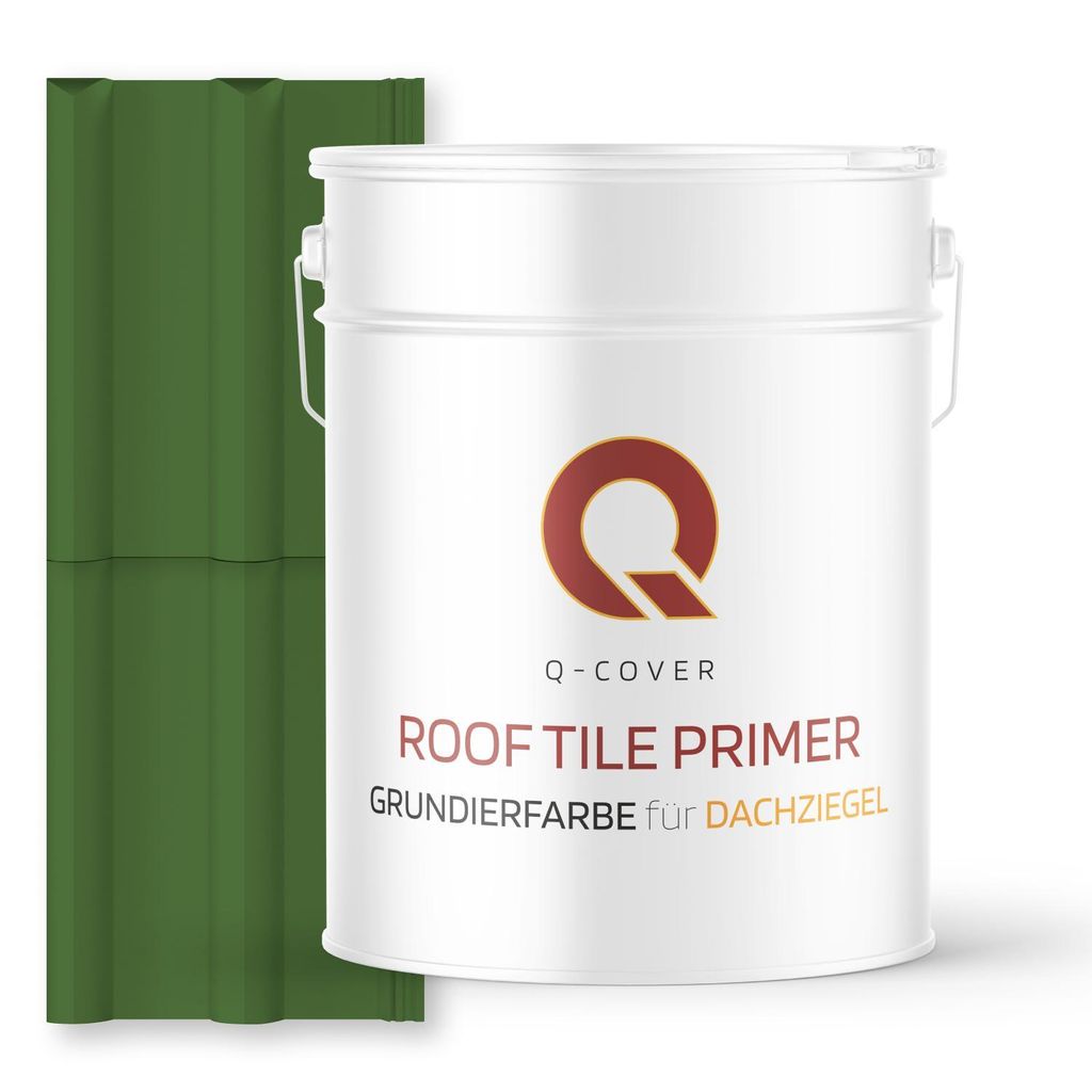 Grundierfarbe für Dachziegel Grasgrün RAL 6010 10 L | wetterfeste Dachbeschichtung | für Ziegel, Beton, Eternit | UV-beständig | Q-COVER