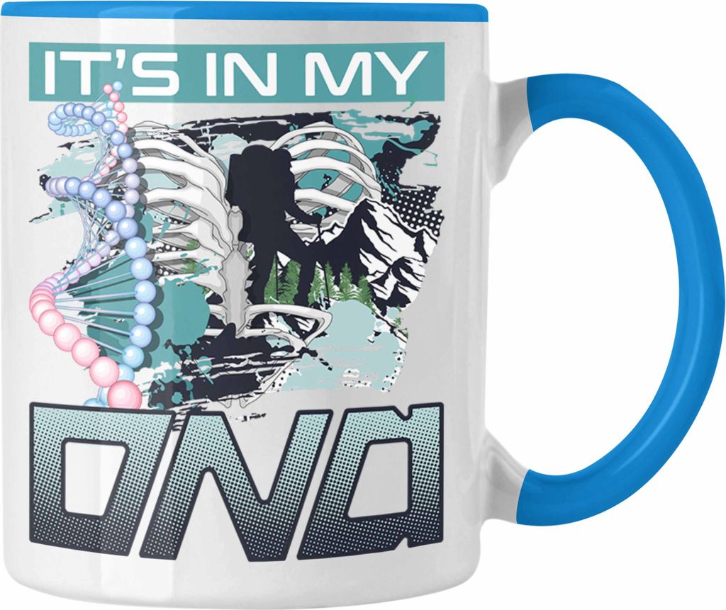 Trendation - Wandern Tasse Geschenk für Wander-Liebhaber Spruch It's In My DNA Geschenkidee Lustig (Blau)