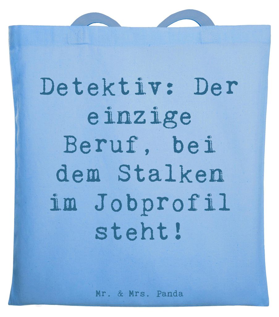 Mr. & Mrs. Panda Tote Bag Spruch Detektiv Beruf - Sky Blue - Geschenk, Berufspassion, Geheimnisse, Jutebeutel, dokumententasche, Tragetasche, Ermit...