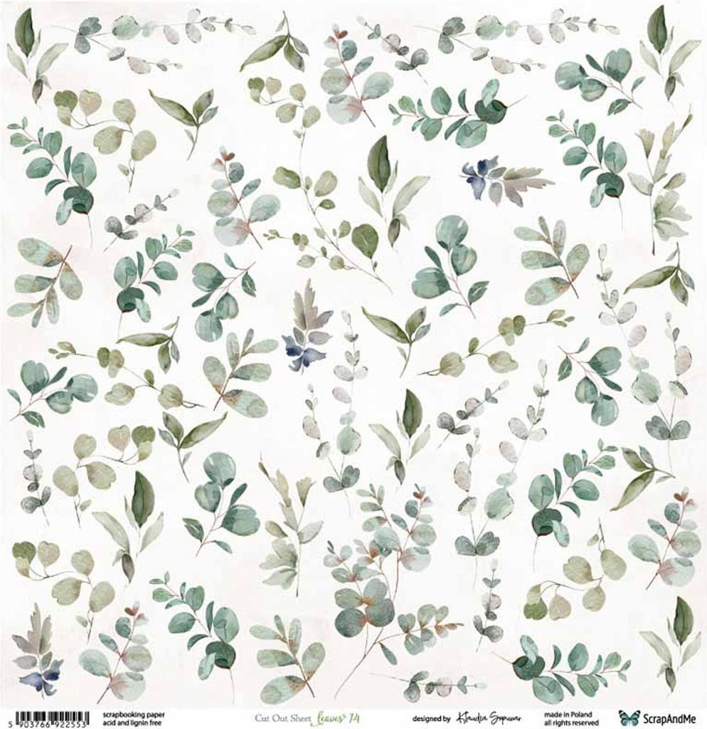 30x30cm doppelseitig Scrapbooking Papier - ScrapAndMe - Leaves 14 - Ausschneidebogen