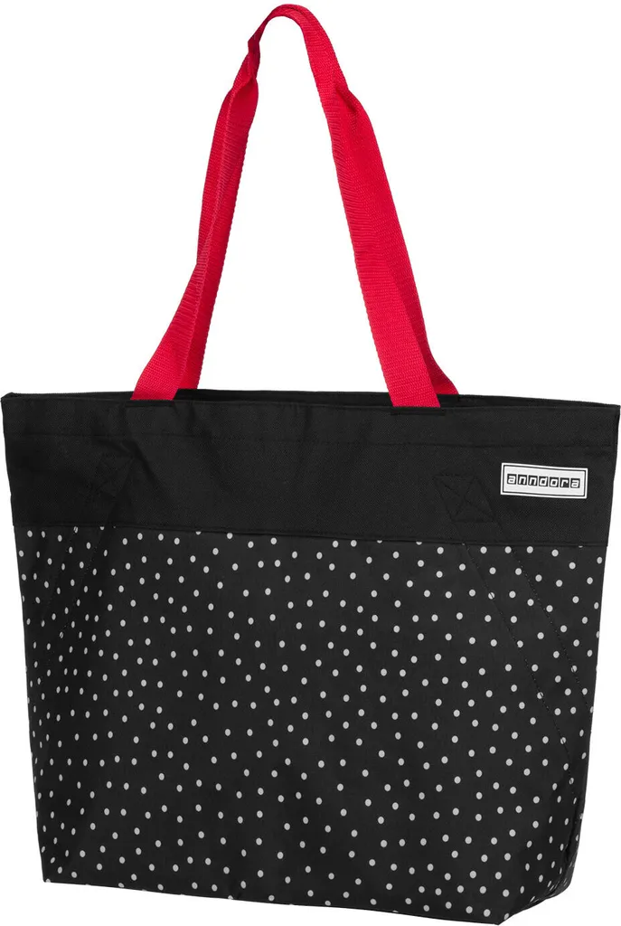 Sac de courses robuste Anndora Snövit noir et blanc avec anses larges