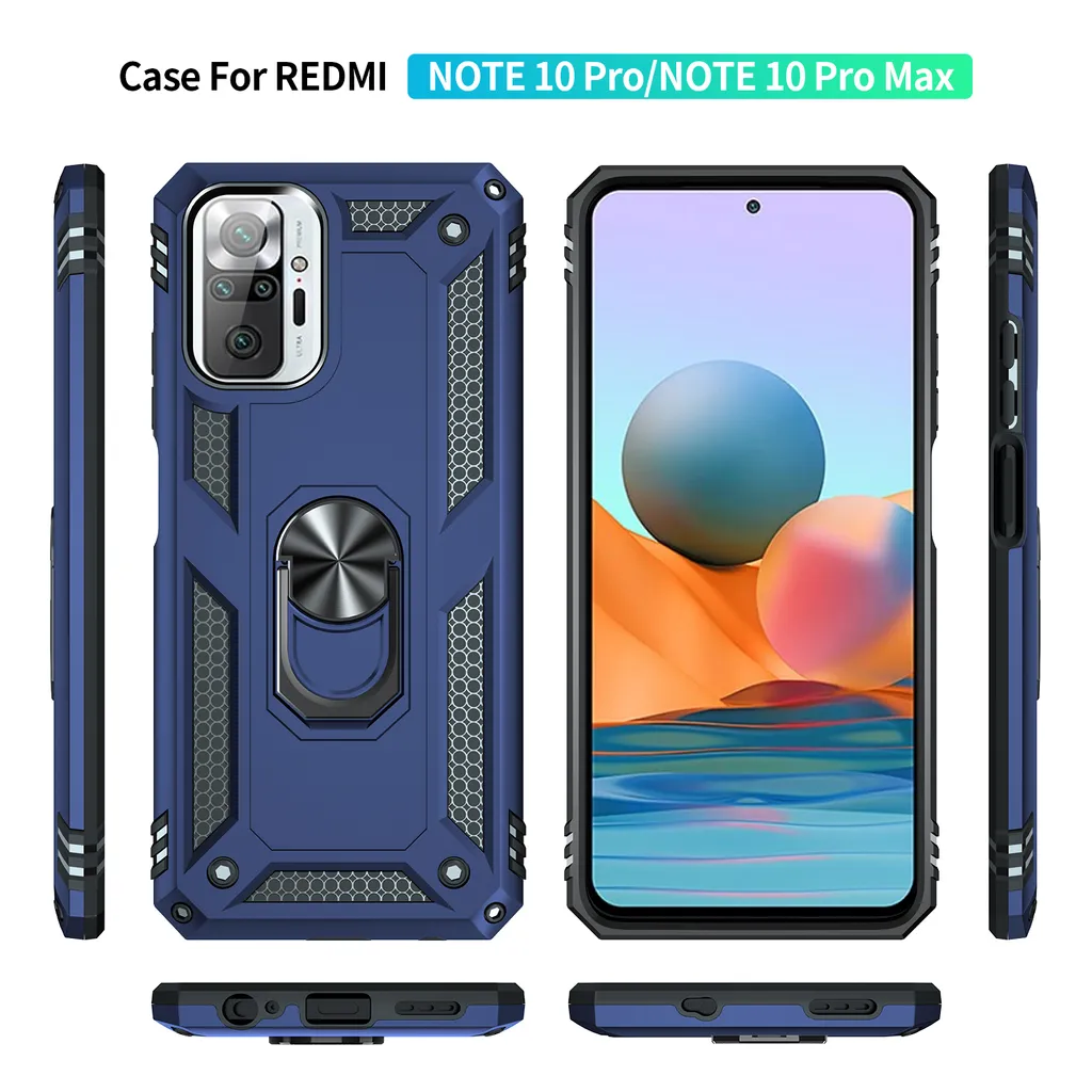 SORAKA Cover Per Xiaomi Redmi Note 10 Pro – Custodia Militare Antiurto Con Anello Invisibile E Piastra Magnetica