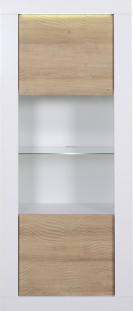 Schrank Kaia 80cm 1 Tür - Hochglanz weiß/Eiche