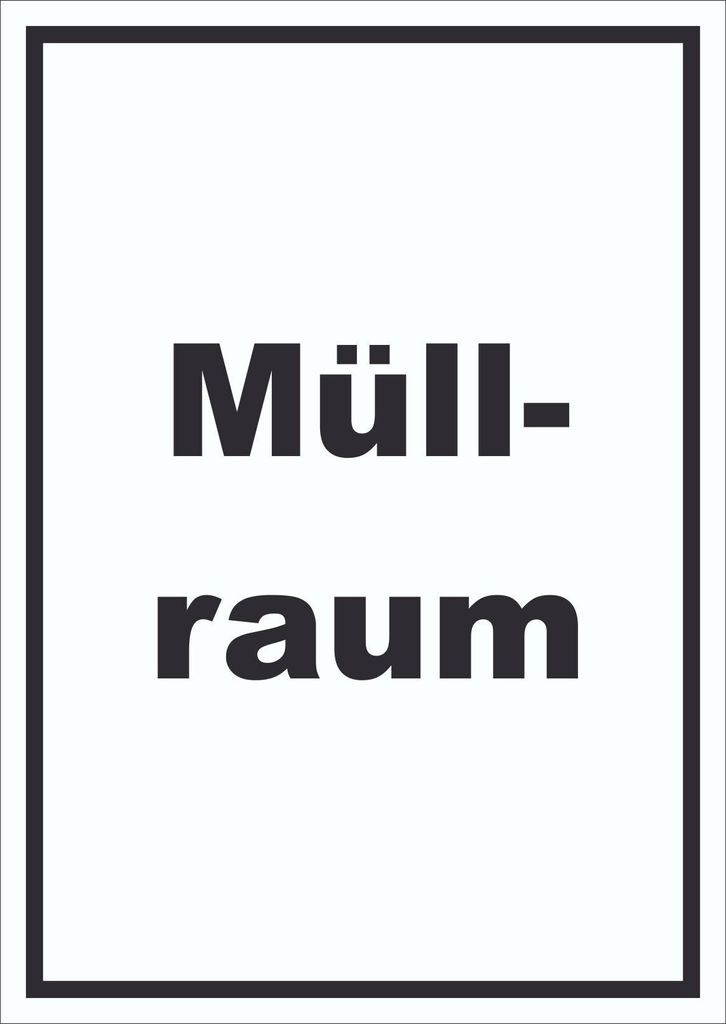 Müllraum Schild mit Text Abfall Mülltrennung hochkant A0 Rückseite selbstklebend