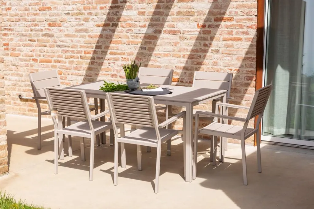 Salon de jardin THOMAS + ADELE table 156cm et 6 chaises aspect bois - 2
