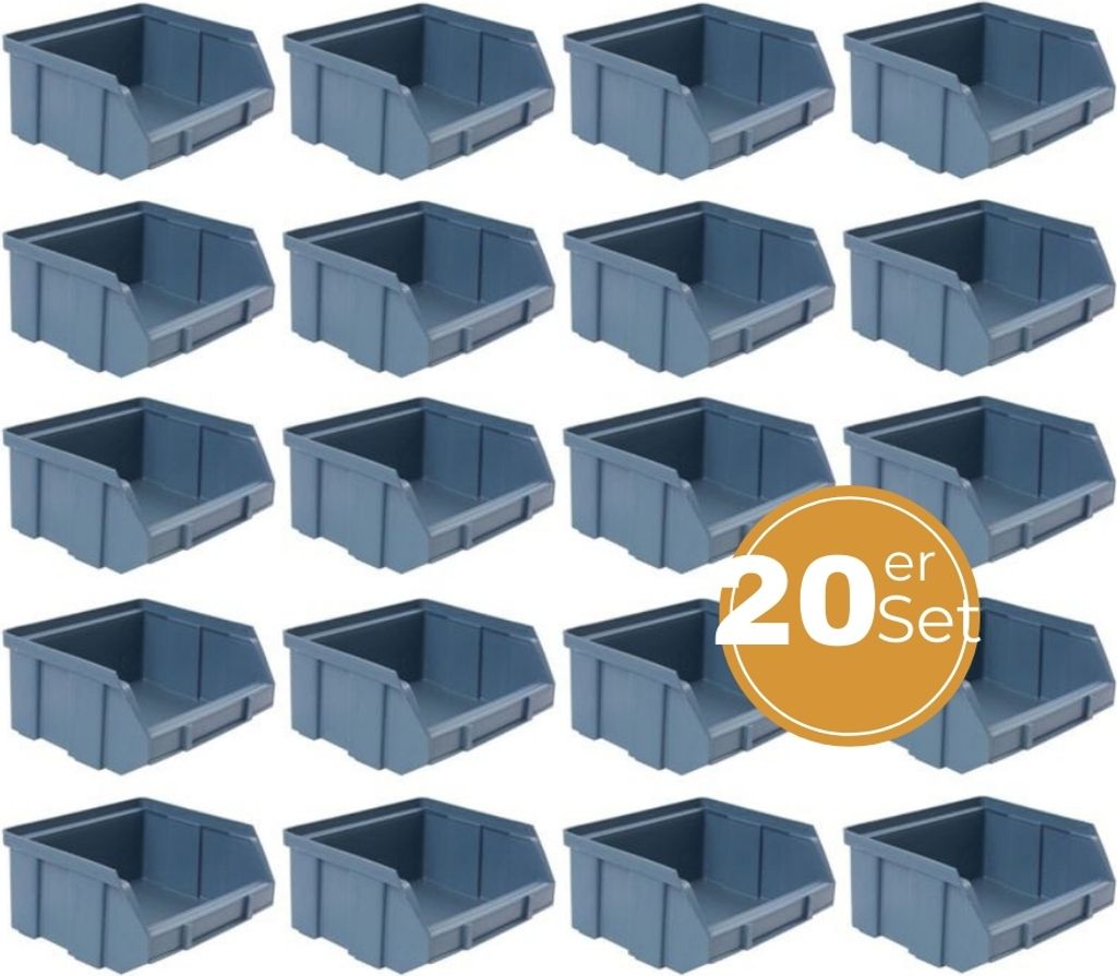Stapelboxen Schraubenbox Lagerboxen Stapelboxen Werkstatt Sichtlagerboxen klein groß Set Wandhalterung Wand 20x Stapelbox Gr.1