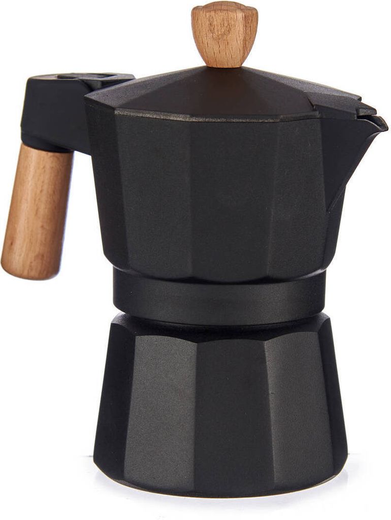 Italienische Kaffeemaschine Holz Aluminium 3 Kopper