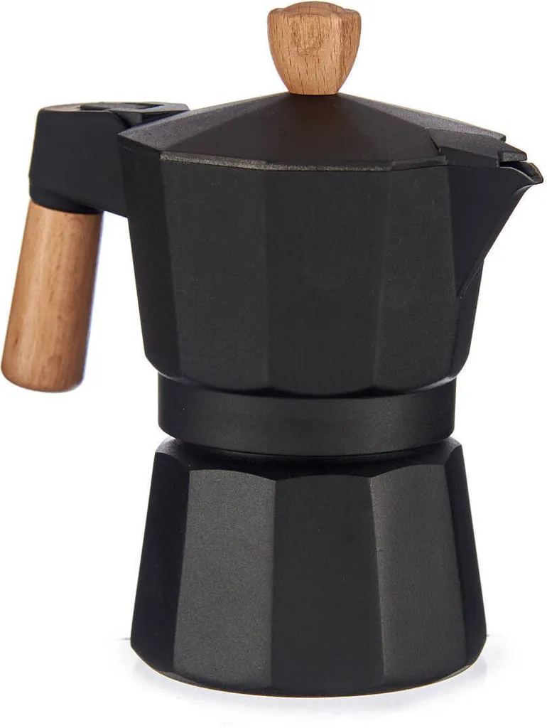 Machine à Café Moka en Aluminium et Bois 3 Tasses - Cafetière Koppers