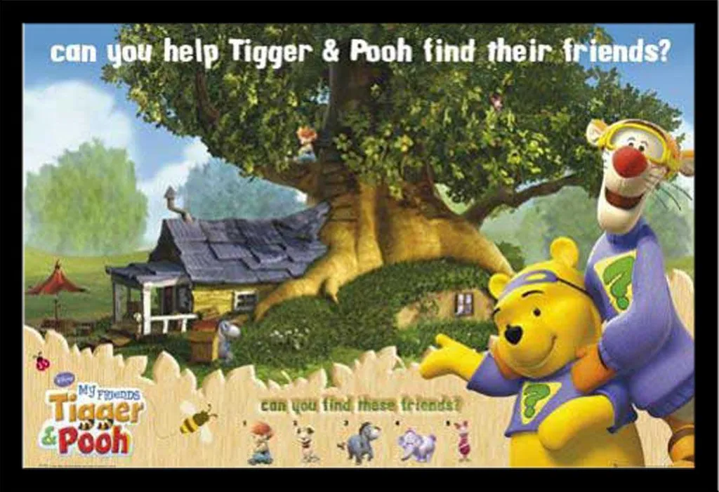 Affiche Encadrée Winnie The Pooh et ses Amis avec Cadre Noir Shinsuke