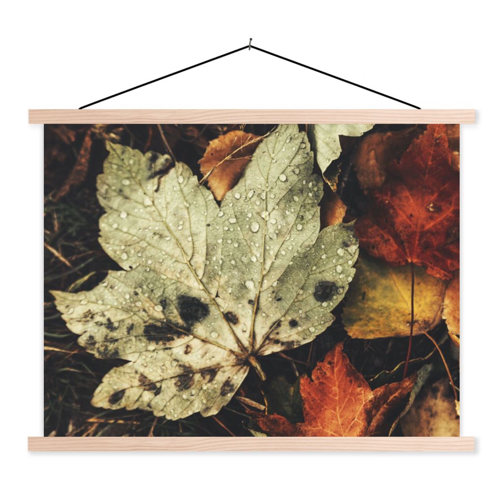 MuchoWow Textilposter Herbstblätter - Herbst - Jahreszeiten - Natur 40x30 cm mit holzfarbenen Rahmen - Bilder