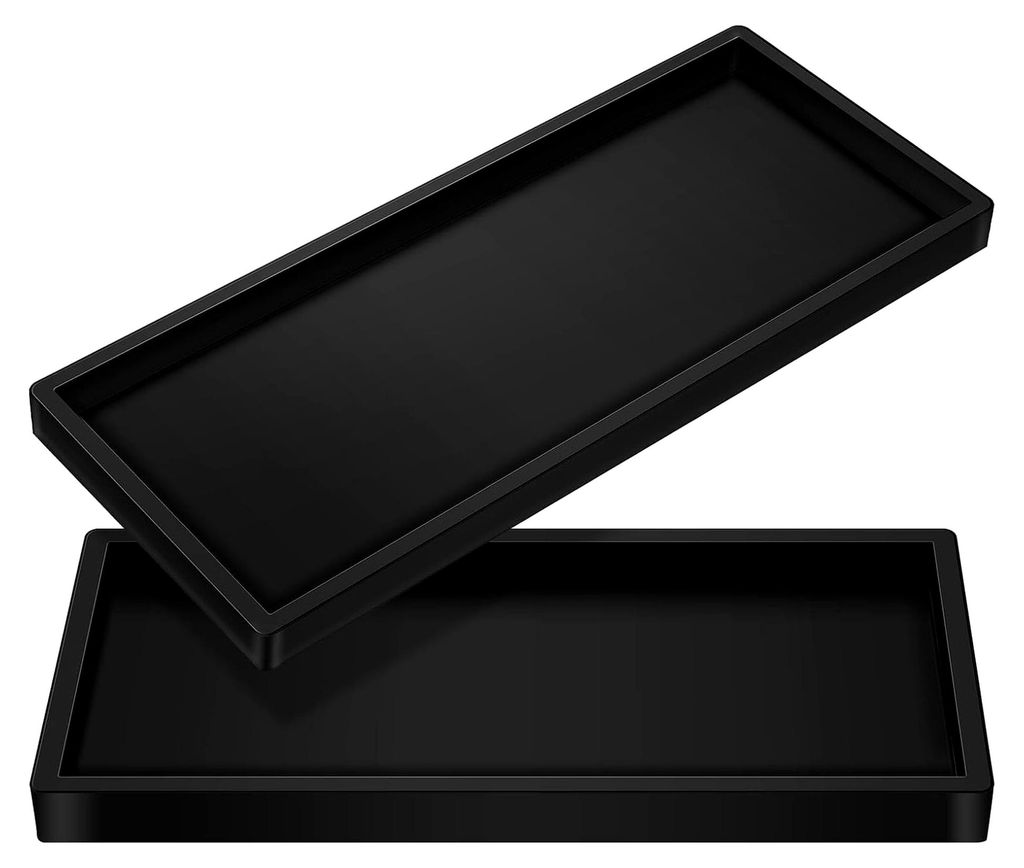 2 Stück Silikon-Tablett für Badezimmerablage in Schwarz zur Organisation von Seifen und Accessoires