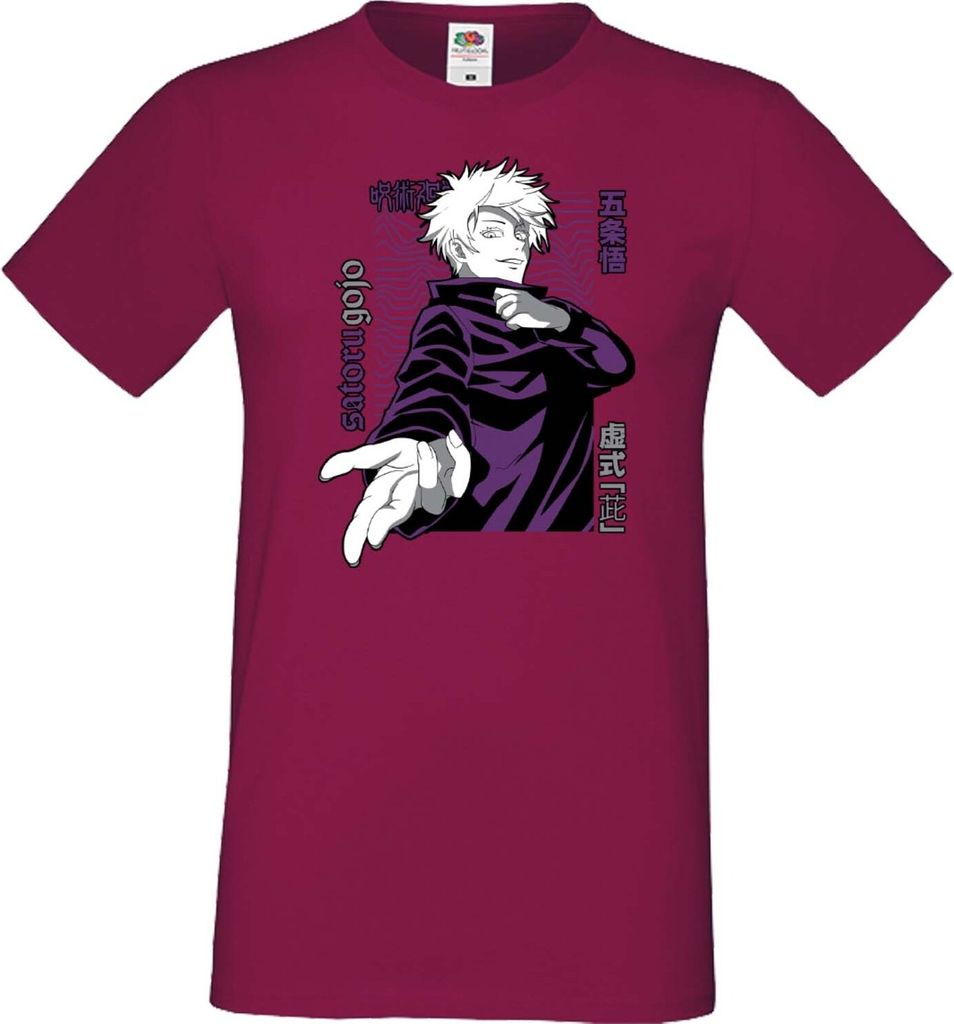 Herren T-Shirt Japan Manga Animation Comics Jujutsu Anime Manga Kaisen Satoru Gojo 02 Var-045- Gojo 02, Man 2XL / Burgundy