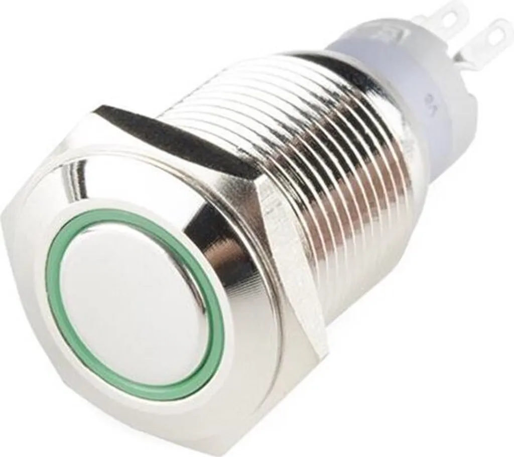 Bouton-poussoir rond 12V à impulsion Hollex avec LED verte pour panneau