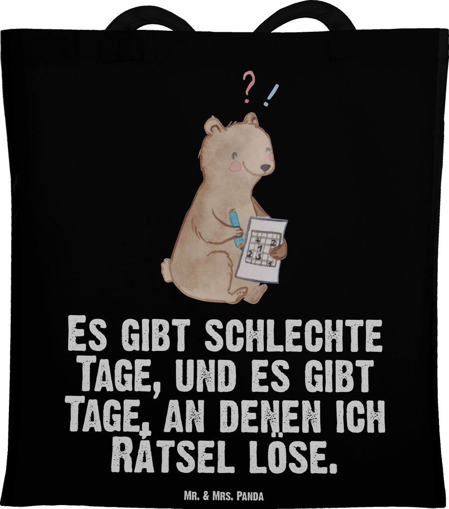 Mr. & Mrs. Panda Shopping Tasche Bär Rätsel lösen - Schwarz Produktbild 