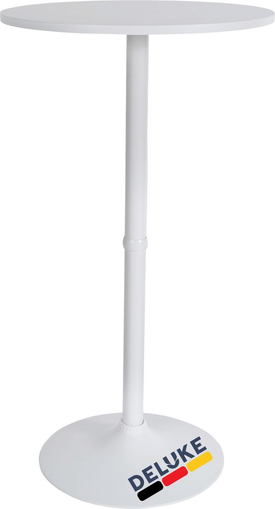 DELUKE Stehtisch rund Ø 60cm BERLI - Aluminium Gestell | Bistrotisch Gastro Bartisch rund Hoher Tisch Hochtisch, 108x60cm HxB, Weiß-Weiß