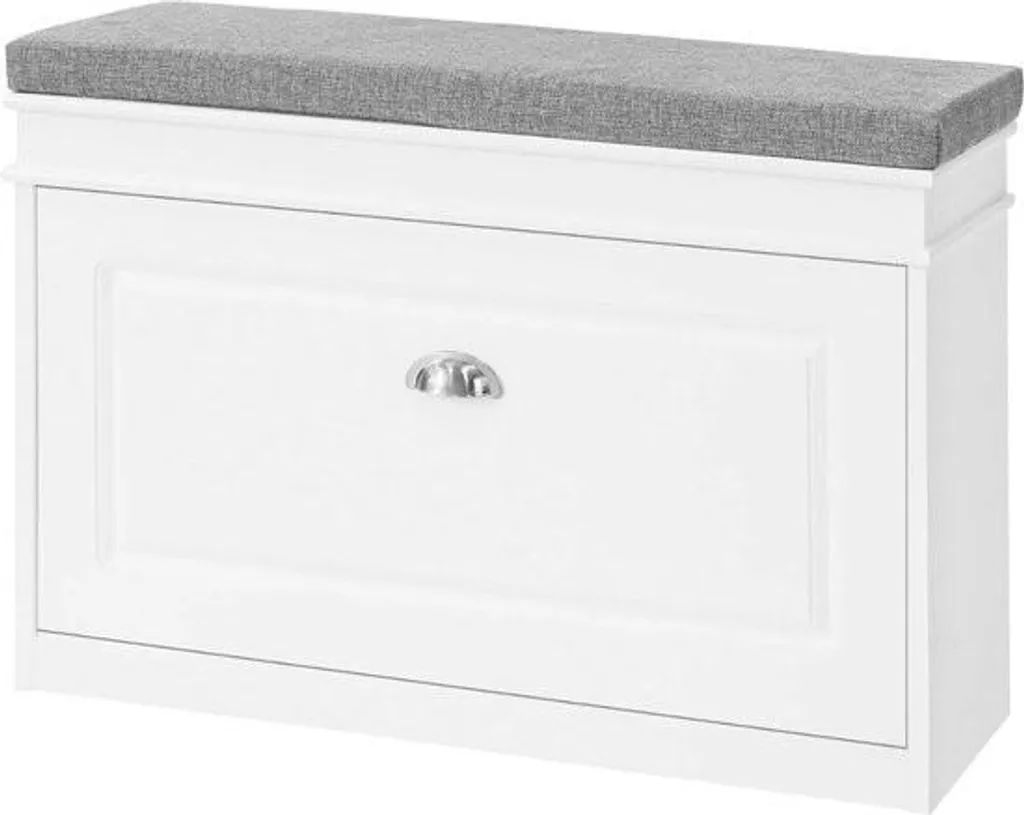 Banc d'entrée pour chaussures blanc Stenberi : assise et rangement malin