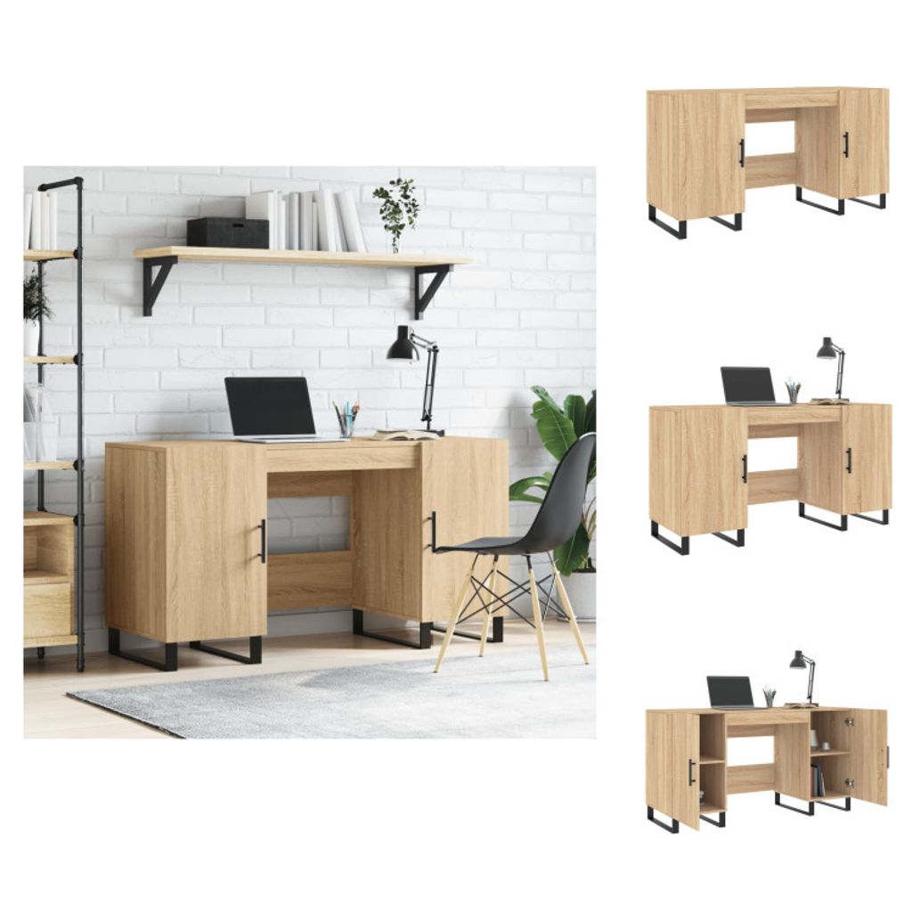 vidaXL Schreibtisch Sonoma-Eiche 140x50x75 cm Holzwerkstoff - Schreibtische