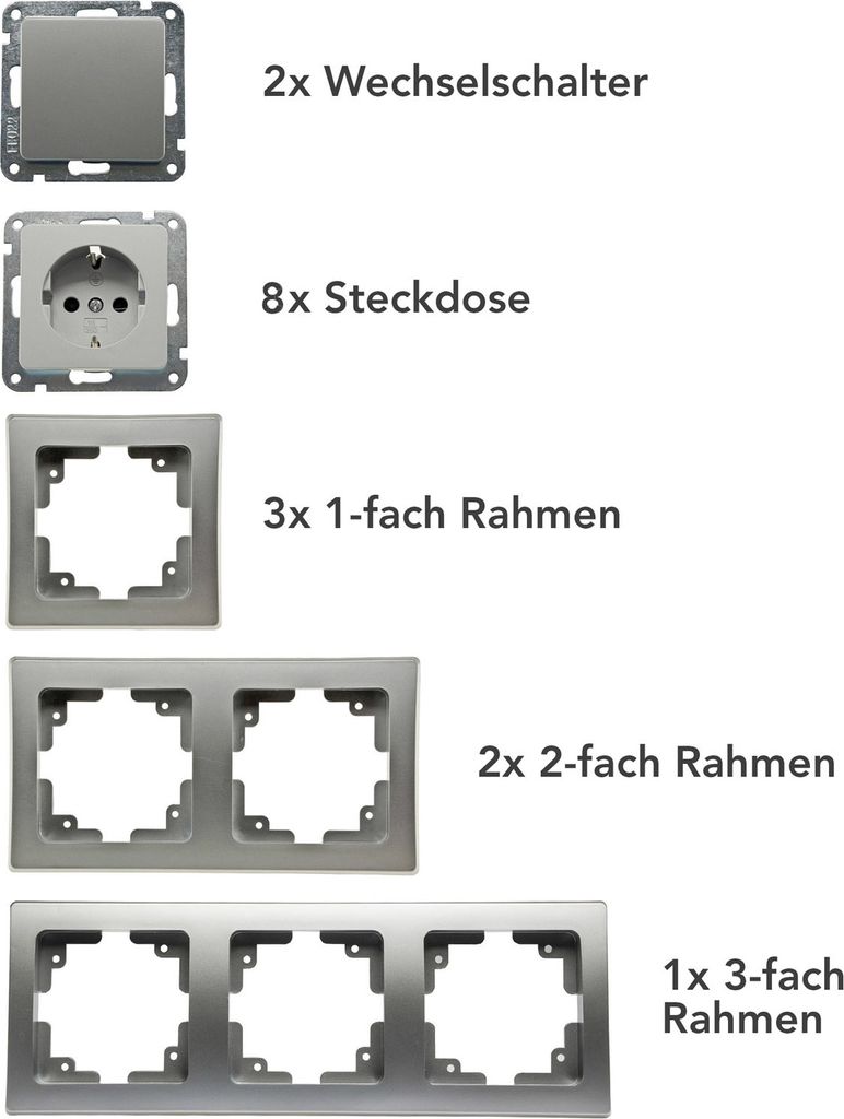 DELPHI Starter-Kit, 16-tlg 'PRO', Silber 8x Steckdose, 2x Produktbild 2