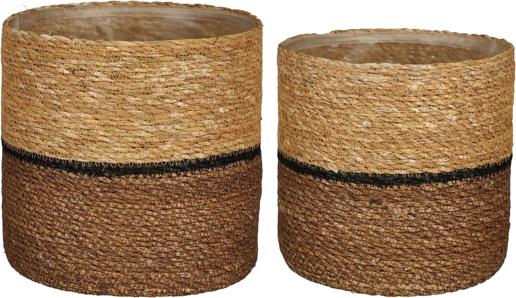 Mica Decorations Damian Panier à plantes Lot de 2 H20 x Ø20 cm jonc de mer