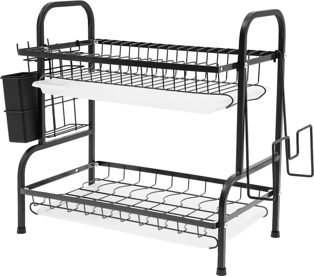 Organisateur de cuisine pour séchage vaisselle noir - Format gain de place