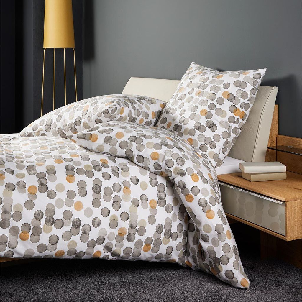 Janine Mako-Satin Bettwäsche Palermo 31173 greige ockergelb Produktbild 