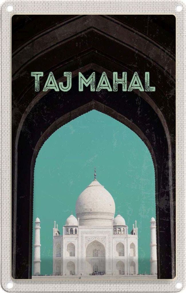 vianmo Blechschild 18x12 cm Indien Asien Taj Mahal Kultur Bildmotiv Reisemotiv Abenteuer Reisen Urlaub