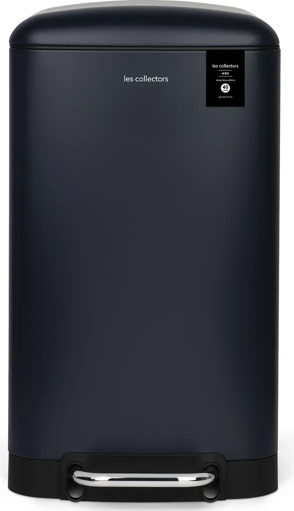 Poubelle à Pédale 40L pour Cuisine Familiale - Inox Bleu Foncé Rectangulaire