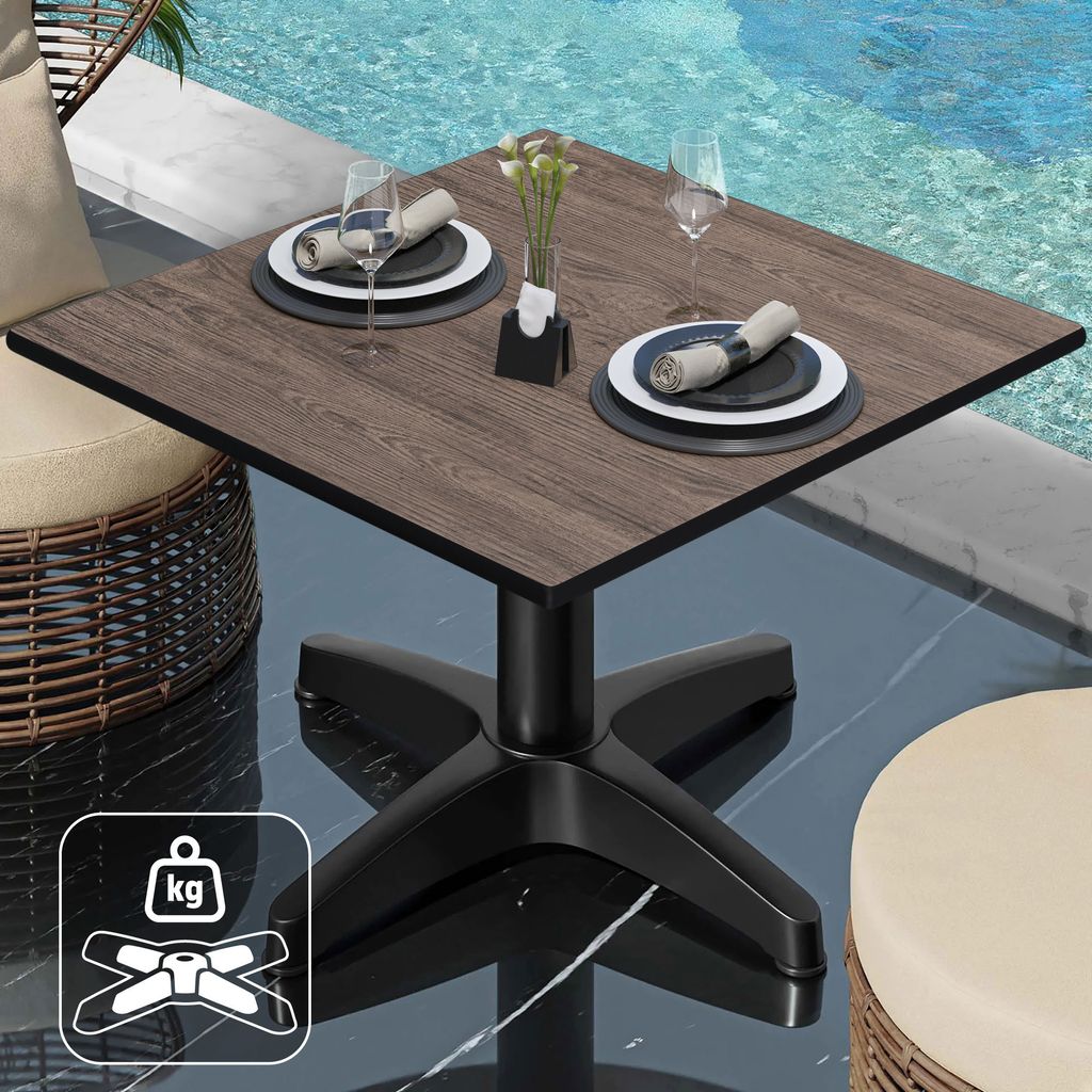 CPBL | Compact Loungetisch | B:T:H 60 x 60 x 42 cm | Wenge / Aluminium | Zusatzgewicht | Bistro Loungetisch Gastro Tisch