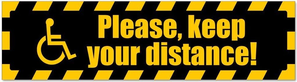Please Keep Your Distance gestreift - Hinweis Aufkleber Sticker für Auto, Kfz, Fahrrad, PKW, LKWGelb - Schwarz - 30 x 8 cmPlease Keep Your Distanc...