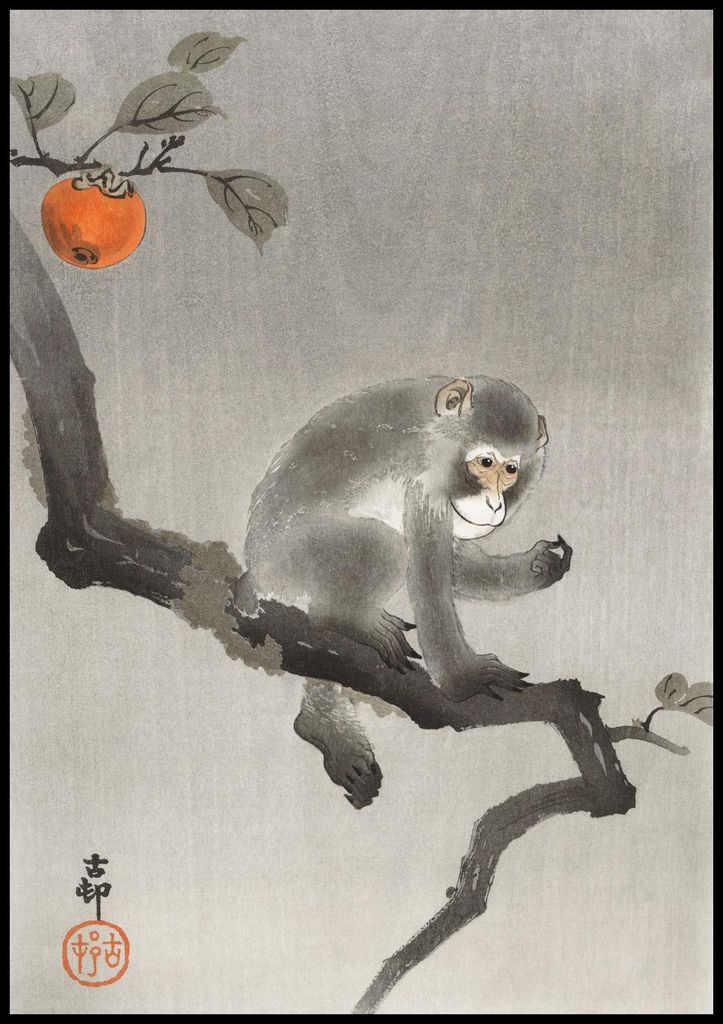 Plakat 70x100cm Affe 3, Japanische Vintage Koson für das Wohnzimmer