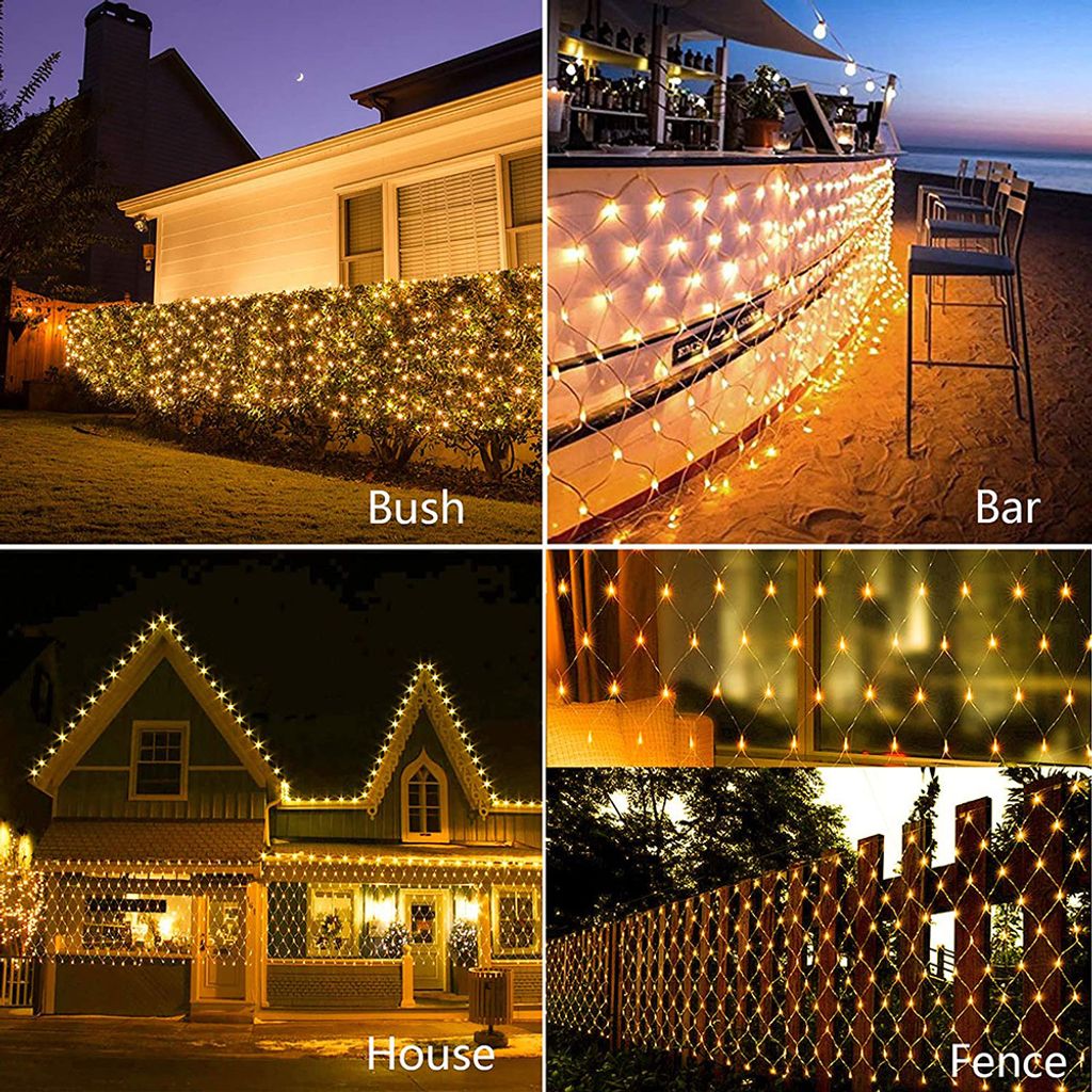 Solar Lichternetz 3x2 M – 192 Warmweiße LEDs, Mit Fernbedienung, 8 Beleuchtungsmodi, Timer, IP44 Wasserdicht – Flexibles Netz Für Garten, Balkon, Baum, Terrasse – Dekoratives Mesh-Licht Für Drinnen & Draußen