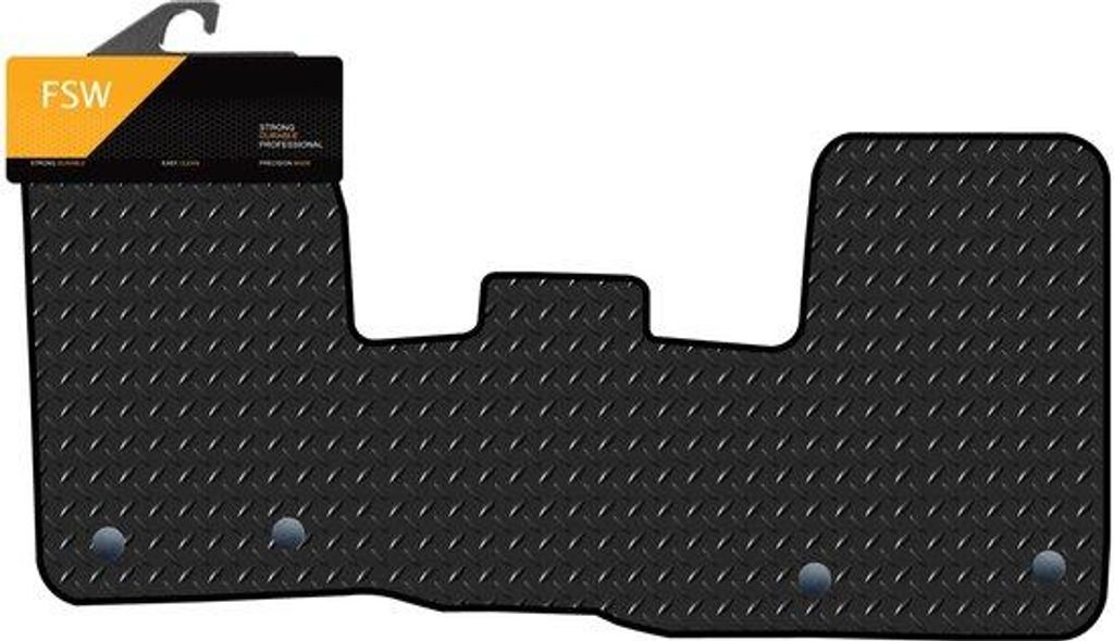Maatmattenset für Ford Transit Custom ab 2019 - 3 mm dickes Gummi - Mit Klips - Antislipvloermatte für Lieferwagen, Antislip-Rückseite - 1 Stück