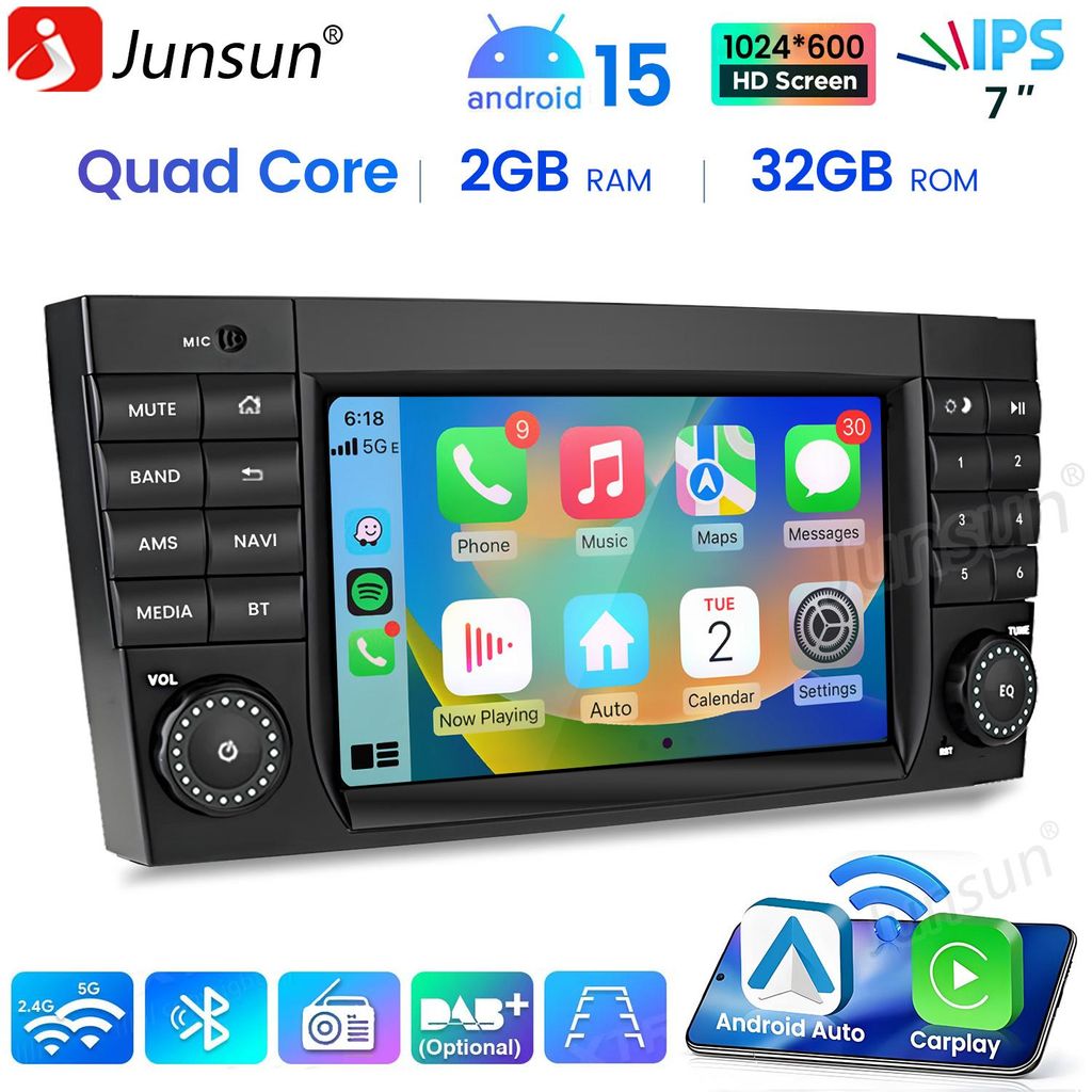 2+32 GB CarPlay Android 15 7-palcové autorádio pre Obrázok produktu 