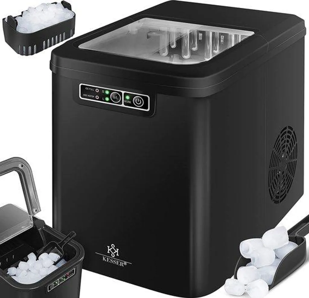 Machine à glaçons pour maison et bureau, réservoir 2L, écran LED, noire