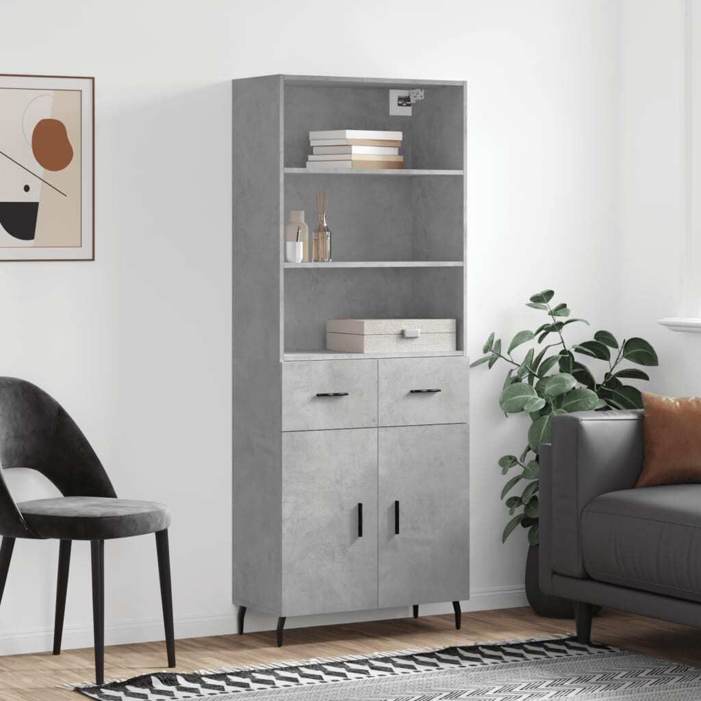 Maison Exclusive - Highboard Betongrau 69,5x34x180 cm Holzwerkstoff