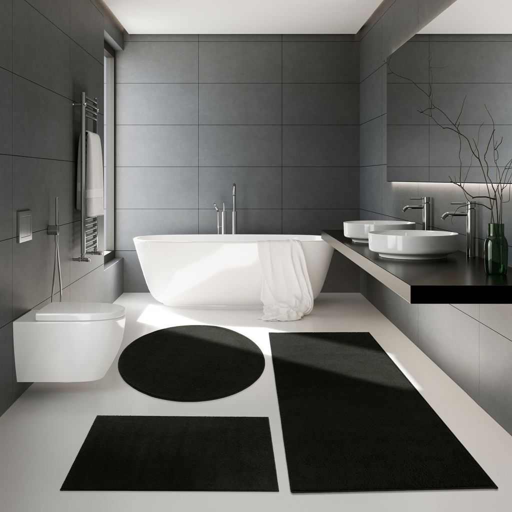 TT Home Badezimmer Teppich Hochflor Badematte Modern Produktbild 