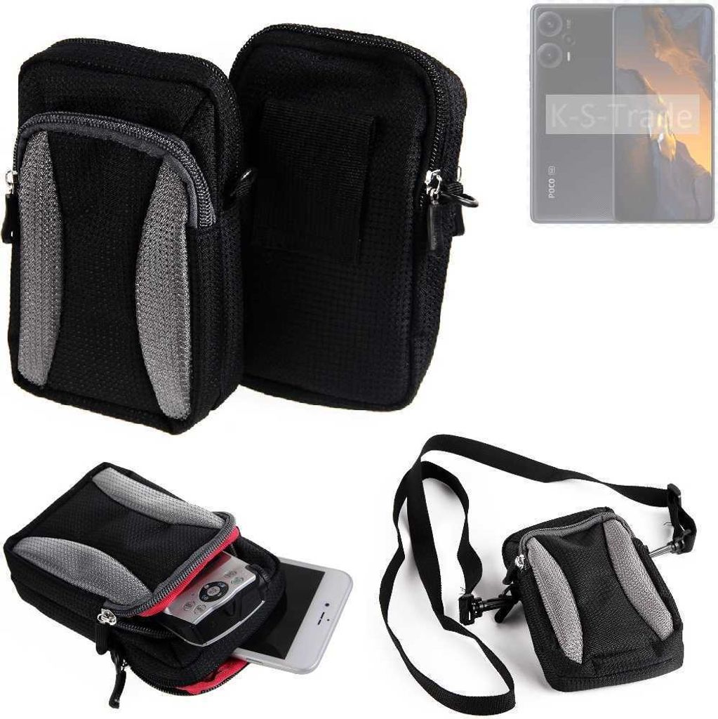 K-S-Trade Holster Schutz Hülle kompatibel mit POCO F5 Handy Hülle Gürteltasche Umhängetasche mit Zusatzfach schwarz