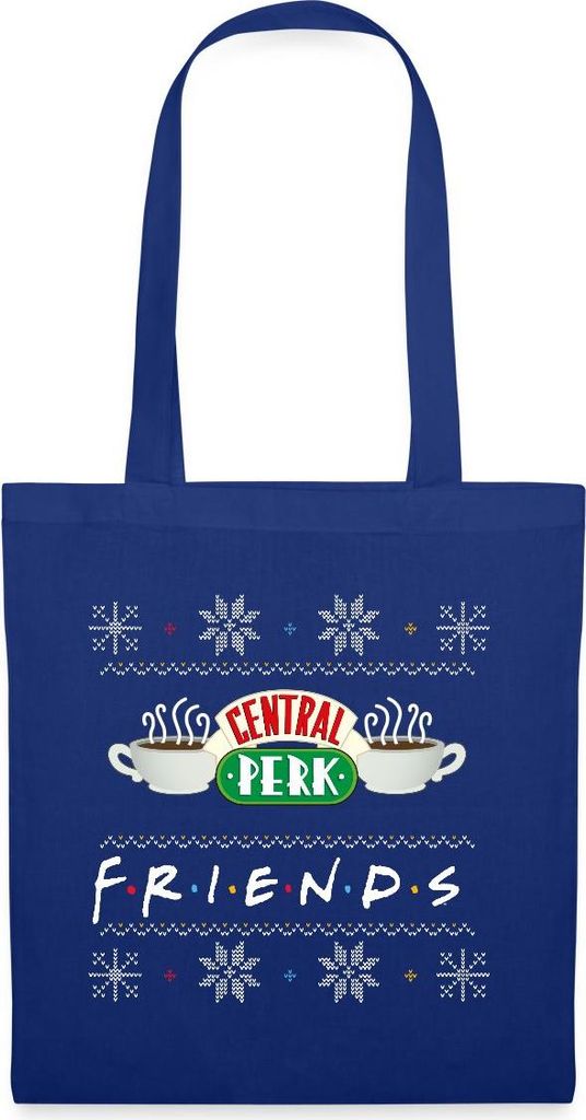 Spreadshirt Friends X-Mas Central Perk Stoffbeutel, One size, Royalblau