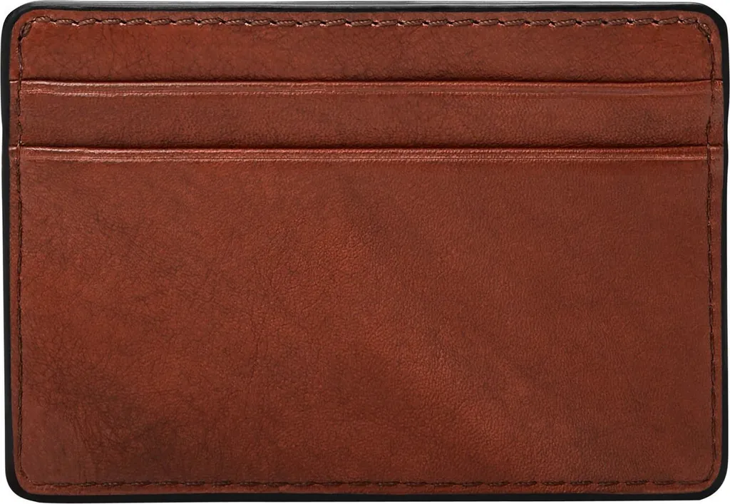 Fossil Steven Card Case Rosso Burnt Henna Portafoglio Slim Pelle