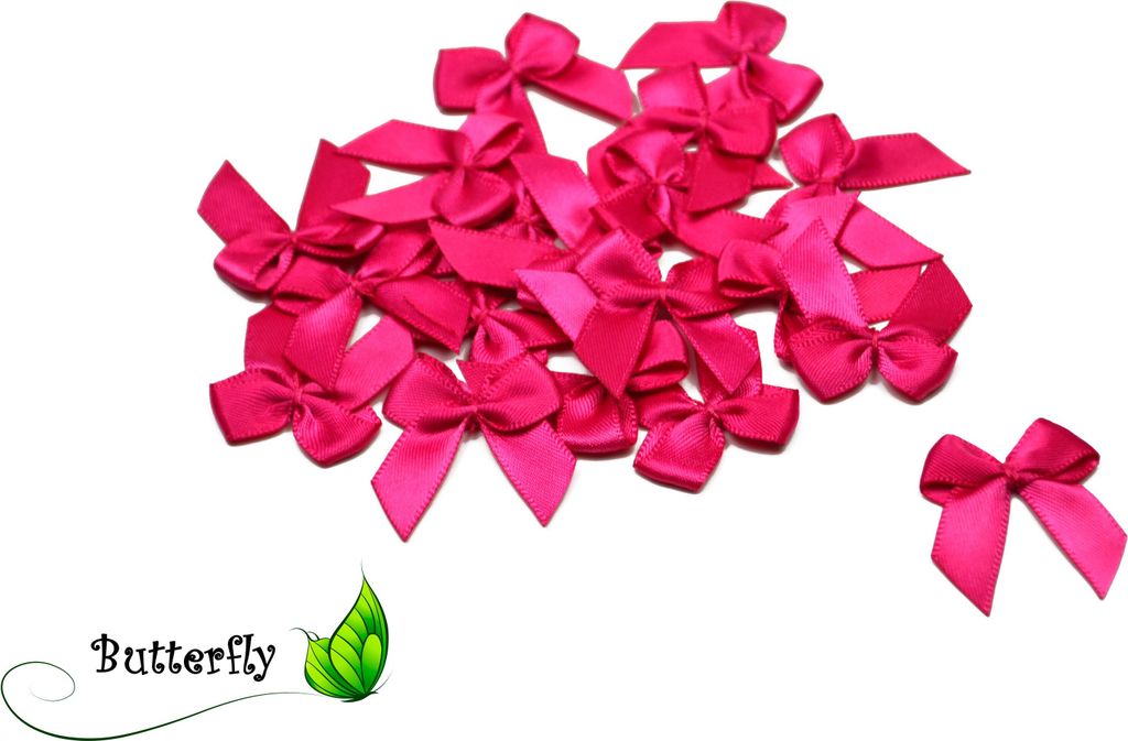 Satinschleifen 25mm, 20 Stück, Farbe:fuchsia 187 Produktbild 