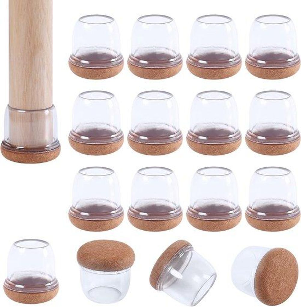 Silikonische Stoelbeinabdeckungen, 16er Set silikonische Stoelbeinabdeckungen mit umwickelndem Velour, silikonische Stoelbeinabdeckungen, elastisch...