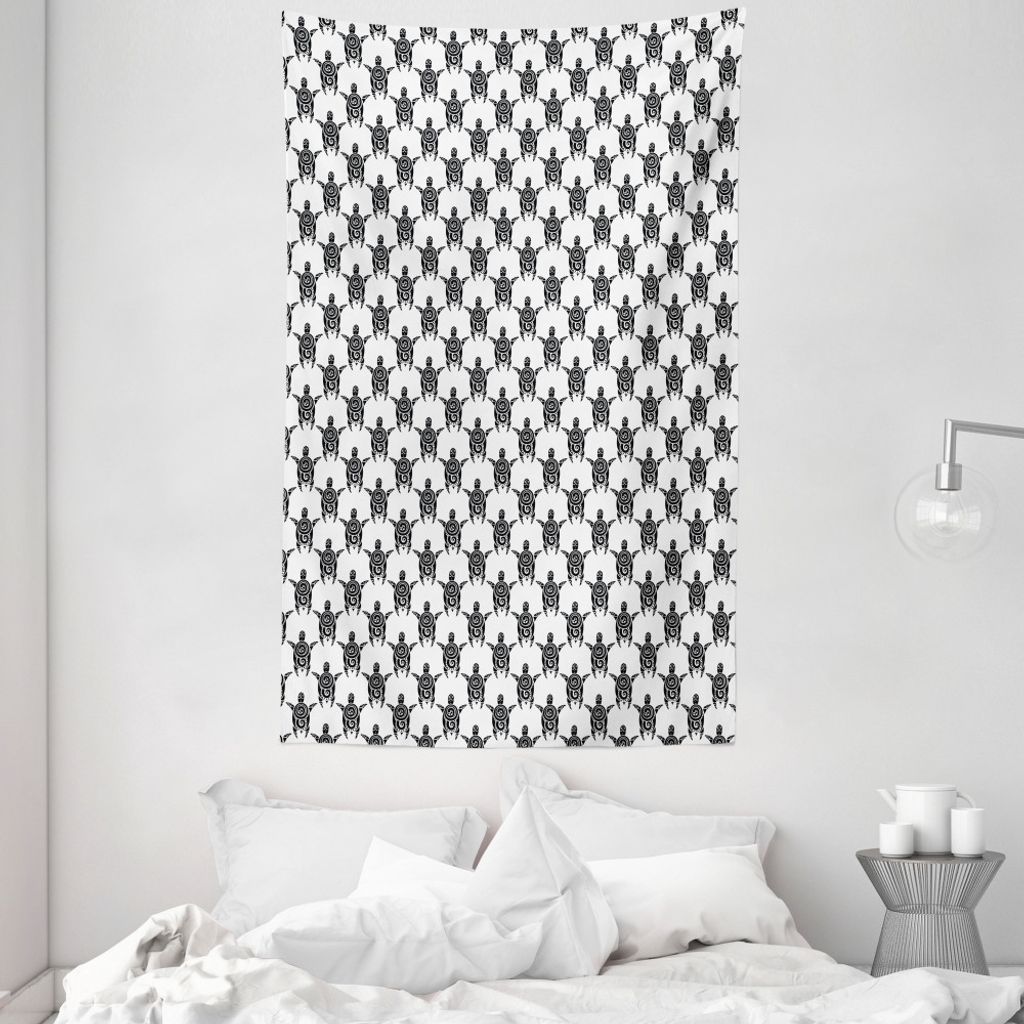 ABAKUHAUS Tätowieren Wandteppich und Tagesdecke, Maori-Schildkröten-Kunst aus Weiches Mikrofaser Stoff Waschbar ohne Verblassen Digitaldruck, 140...