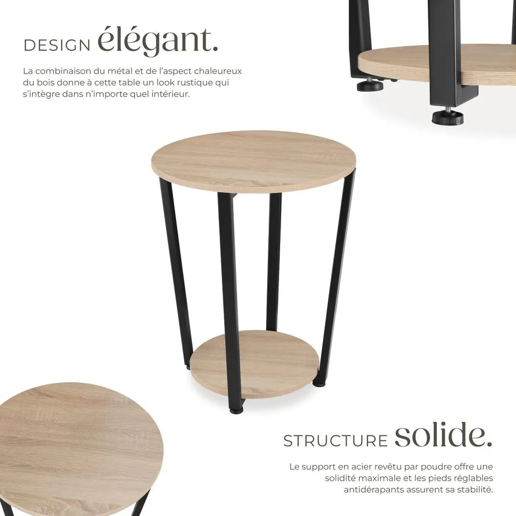 Table d'appoint stable SWINDON pour petits espaces bois et métal - 3