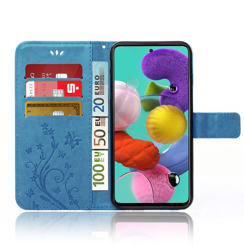 CoverKingz Handyhülle für Samsung Galaxy A51 Handytasche mit Kartenfach A51 Cover Handy Hülle klappbar Motiv Mandala Grau 