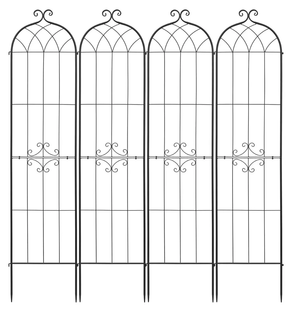 Treillis de jardin 220 x 52,5 cm lot de 4 supports pour rosiers grimpants