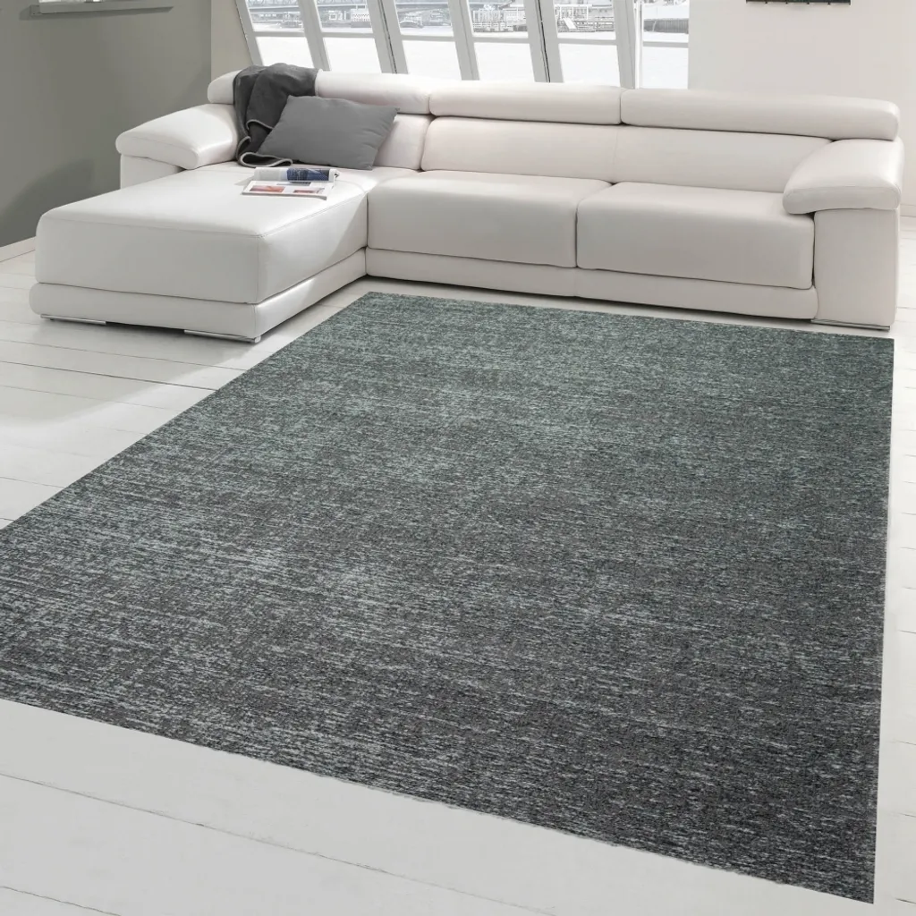 Grand tapis de salon style oriental gris 160x230 cm en velours ras