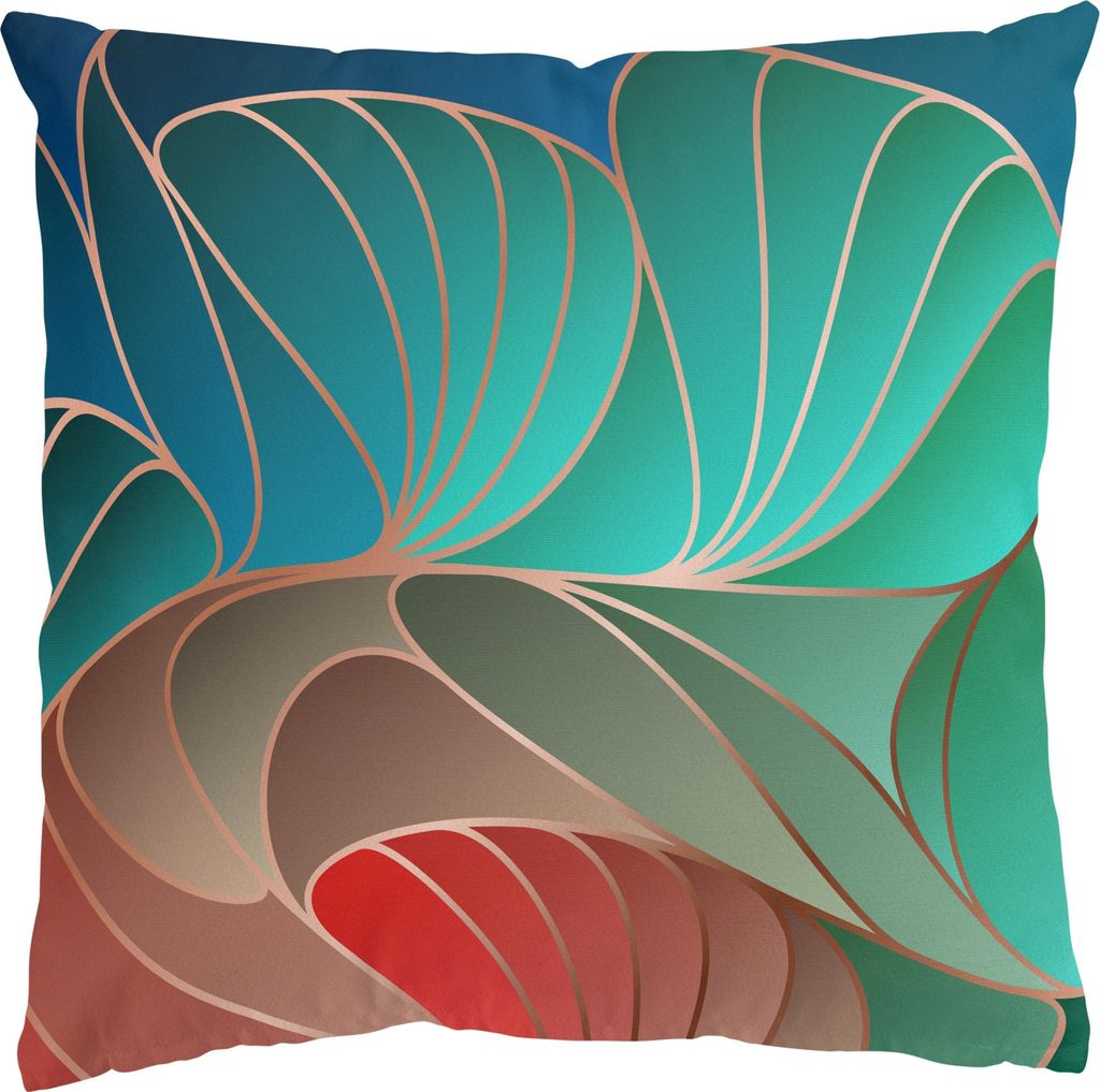 Dekokissen mit Motiv draußen / Outdoor Zierkissen waschbar Design grün Art Deco Sofakissen mit Füllung