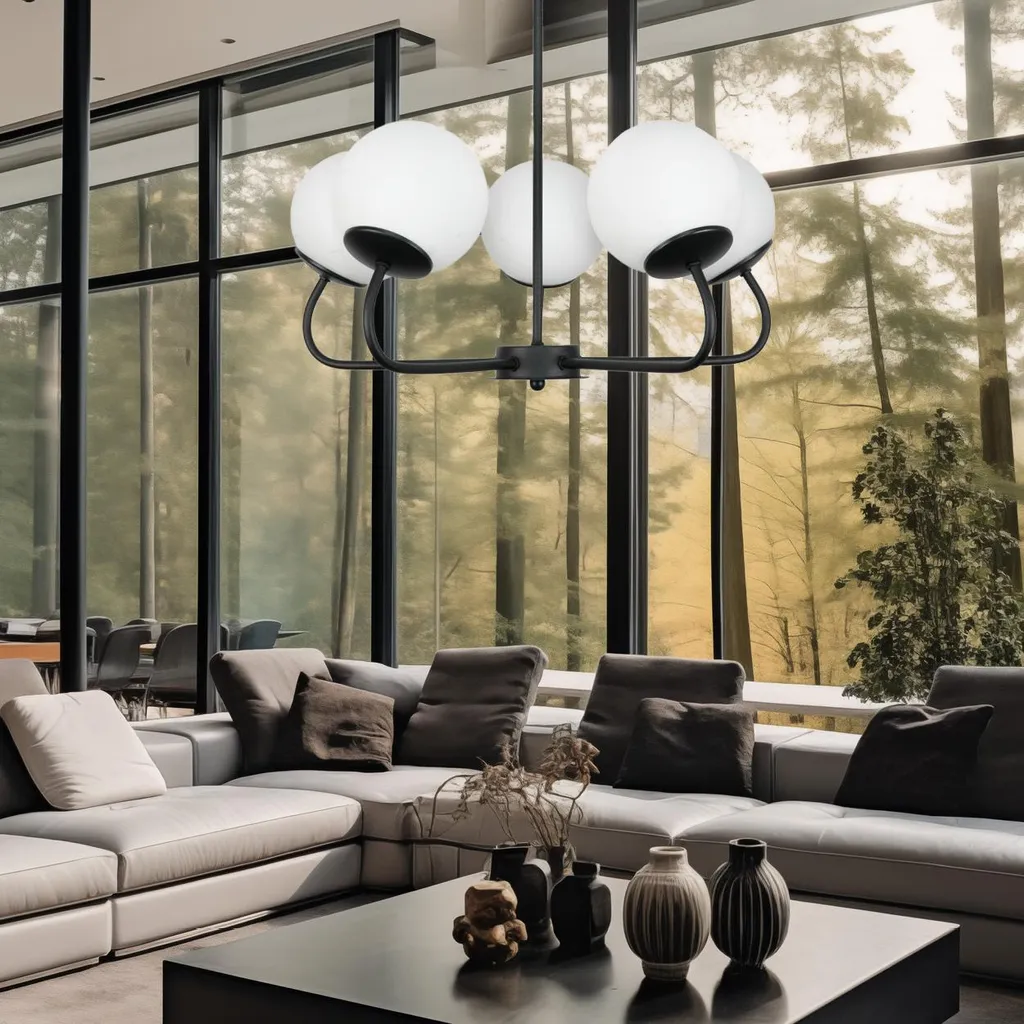 Lustre suspension design noir en verre et graphite multi-crochets chic - 4